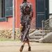 Women's Clothing Fashion Temperament Lapel Mid Length Printed Dress_ecoleips.com