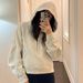 Women's Clothing Embroidered Hoodie Half Zip Loose Fit Fleece Lined Jacket Warm Top For Sports Yoga_ecoleips.com