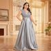 plus Size Women's Long Sleeve V Neck Fishtail Evening Dress European American Style Cross Border Hot Selling Spot Dress for Banquet_ecoleips.com