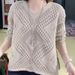 Lace-Knit Oversized V-Neck Sweater Women's Casual Pullover Korean Style Solid Color Loose Fit Spring Autumn Fashion Top_ecoleips.com