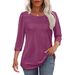 2026 Cross-border European American Women's Autumn And Winter Round-neck Three-quarter Sleeve Top With Chest_ecoleips.com