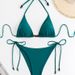 Women's Solid Color Strappy Two-Piece Swimsuit Sexy Playful Fair Skin Brightening Bikini Set_ecoleips.com