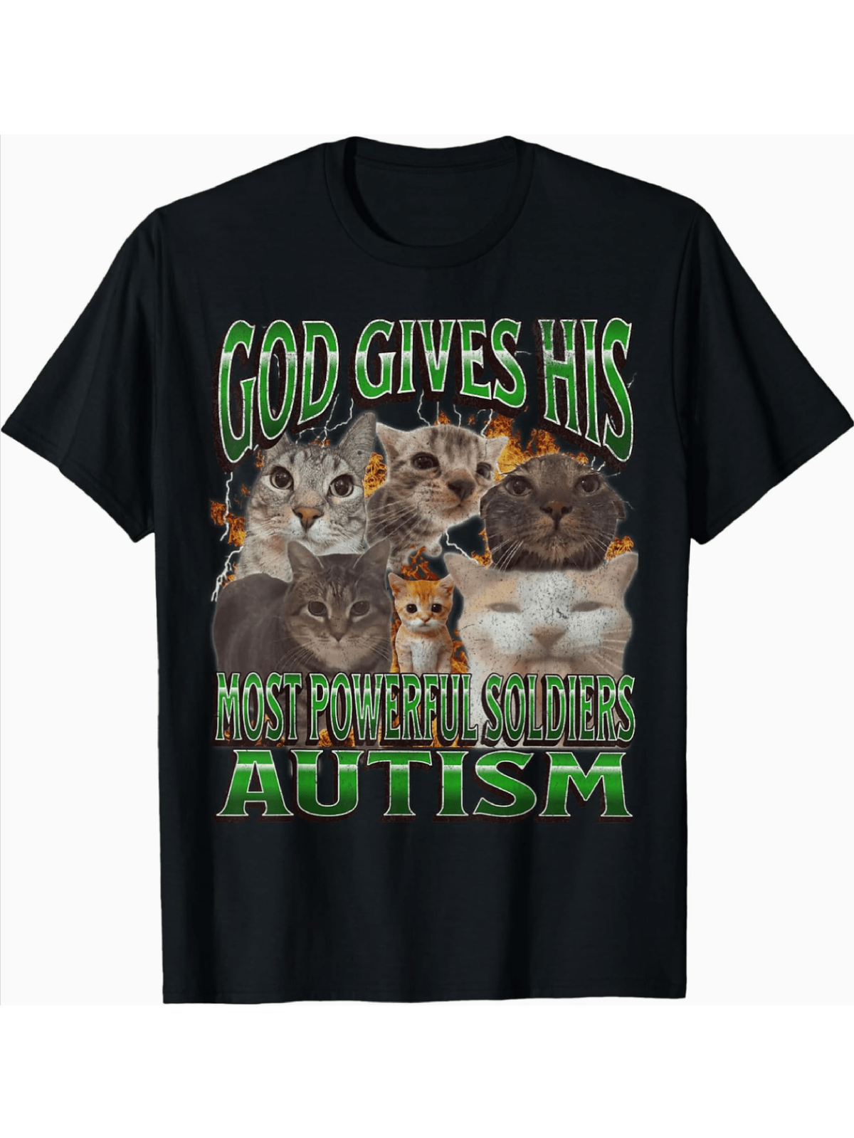 "God Gave Him The Strongest Warrior: Autism" Cat Pattern T-Shirt - Fun Autism Awareness Promotional T-Shirt Women Clothing Y2K_ecoleips.com