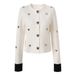 Women's Clothing high quality super heavy metal heart buckle decorated round neck knitted cardigan new spring and autumn tops_ecoleips.com
