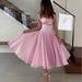 New Women's Summer Full Skirt Dress 2025 European American Style Waist Cinching Long French Gentle Temperament White Pink_ecoleips.com