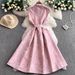 Women's Luxury High-End Jacquard Dress European American Style Round Neck Sleeveless Autumn Button Down Slimming Evening Gown_ecoleips.com
