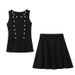 Pure Desire Hot Girl Style High-End Beaded Sleeveless Knitted Vest Top Women Summer High-Waisted Pleated Skirt Set_ecoleips.com
