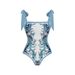 Elegant Two-Tone Wrap Front One-Piece Swimsuit For Women - Reversible Design With Bow Accent, Comfortable Nylon Blend Fabric, Perfect For Beach & Pool_ecoleips.com