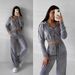 Women's Clothing Suit Solid Color Long Sleeve Zipper Hoodie Lace up Pants Two piece Set_ecoleips.com