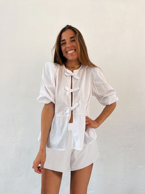 Women's Clothing Fashion Shorts Suit Beach Leisure Tie Striped Short Sleeved Shorts Suit_ecoleips.com