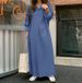 2024 Women's Spring Denim Long Dress Solid Color Bohemian Loose Fit Large Size Temperament Commuting Style_ecoleips.com