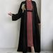 Muslim Dress Women Set Elegant Sleeveless Dress With Floral Embroidered Long Cardigan – Minimalist Modest Two-Piece Set For Office & Occasions_ecoleips.com