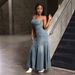 Fashion Temperament Medium Length Single Breasted Suspender Denim Dress_ecoleips.com