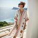 New Women's Super Fairy V-neck Vacation Beach Printed Loose Mid-length Dress_ecoleips.com