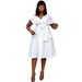 Summer New Arrival Independent Station European And American Plus-size Women's Sexy Deep V-neck Flared Dress Gown_ecoleips.com