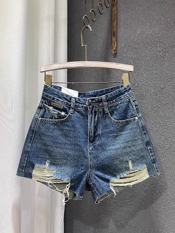 European Style Slim Fit High Waisted Ripped Wide Leg Denim Shorts Women's Frayed Edges a Line Hot Pants Trendy Summer 2026_ecoleips.com