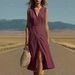 Women's Clothing Long Dress Button Down Slit Simple Stylish Spring Summer New America Style_ecoleips.com