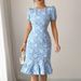 Summer Women's Clothing Round Neck Short Sleeve Dress Slim Waist Embroidered Ruffle Casual American Style Thin Dress_ecoleips.com