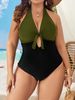 2026 Large Plus Size Halter Swimsuit Women One Piece Floral Printed Swimwear Female Bathers Bathing Swimming Swim Suit Beachwear_ecoleips.com