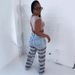 Light Blue Cutout Flare Jeans For Women, High Waist Hollow Denim Trousers For Party Night Out_ecoleips.com