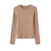 2025 #Double Sided Woolen # Premium Mousse Cashmere Soft Sticky T-Shirt Women's Long Sleeve 2025 Autumn/Winter New Style_ecoleips.com