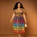 Women's V Neck Dress Fashionable Slim Gradient Print European American Style Summer_ecoleips.com