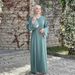 Loriya Long Sleeve Plus-Size Dress – Lace Cuff & Flattering Fit (LR1004, S-XL, Mist Blue/Green/Black/Coffee/Pink)_ecoleips.com