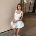 Summer Sweet And Spicy Wind White Square Neck Suspender Waist Puffy Dress Women_ecoleips.com
