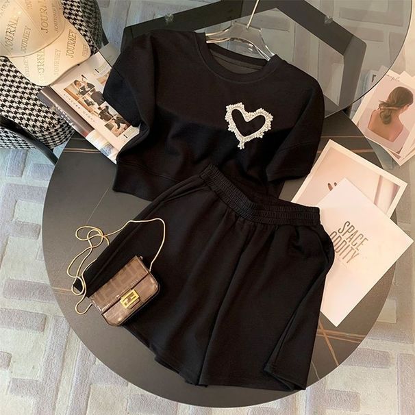 Plus Size White Casual Sports Suit Set For Women High End Fashionable And Youthful Two Piece Shorts New Summer Style_ecoleips.com