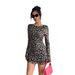 European And American Cross-border 2026 Spring-summer New Women's Sexy Leopard Print Backl Bell-sleeve Mesh_ecoleips.com