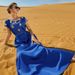 Ba7030 Sapphire Blue Wael Satin Hand-Sewn Glass Diamond Short-Sleeved Long Dress, A Retro Dress With A Noble Lady Style_ecoleips.com