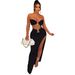 S820 Women's Fashion Casual Sexy Strapless Irregular Skirt Set Beachwear_ecoleips.com