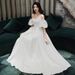 Women's White Evening Gown Elegant Off-the-Shoulder Dress Sophisticated Banquet Wear Suitable For Everyday And Birthday Occasions New_ecoleips.com