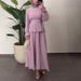 Women’s Clothing New Round Neck Lantern Sleeve Suit Skirt High Waist Slim Lotus Leaf Hem Fashionable Long Skirt_ecoleips.com