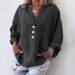 Verve 2025 Spring Summer V-neck Cotton Linen Blend Long Sleeve Pullover Women's Shirt_ecoleips.com