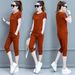Summer New Women's Clothing Casual Loose Short Sleeved Capri Pants Cotton Two Piece Set 2026_ecoleips.com