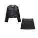 ZADATA Spring New Women's Fashion Simple Versatile Short Leather Button Jacket And Skirt Set_ecoleips.com
