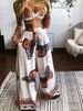 K Women's Printed Sexy Strapless Loose Wide Leg Pants Two-piece Set_ecoleips.com
