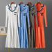 Cross Border Spring And Autumn New Letter Slim Knitted Dress For Women To Wear Long Sleeves Tight Bottom Hip Skirt_ecoleips.com