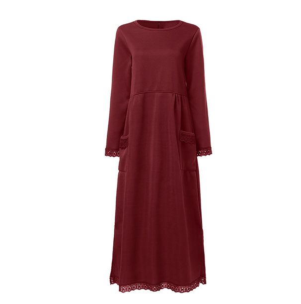 Oversized Velvet Sweater & Knit Lace Maxi Skirt Set – Boho Autumn Outfit (Black/Dark Gray/Orange/Burgundy)_ecoleips.com
