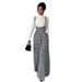 2025 Autumn New European And American Cross-Border Women's Elegant Houndstooth Buttoned Overalls_ecoleips.com