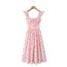 European And American House Style Sweet Pastoral Floral Long Dress for Women with Tie Waist French Retro Design_ecoleips.com