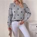 Women's round Neck Polka Dot Jacquard Knit Sweater European American Style Relaxed Fit Long Sleeves Loose Pullover Top for Autumn Winter_ecoleips.com