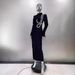 New Black Rhinestone Long Sleeve Bandage Elegant Party Toast Casual Evening Dress For Women_ecoleips.com