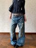 American Retro Cat-ear Distressed Washed Ripped Jeans For Men And Women, Cleanfit Street Style Straight-leg Pants_ecoleips.com