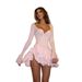 Women's European American Style Summer Dress Flared Sleeve Low Neck Slim Waist Sexy Button Detail 2025 New Arrival_ecoleips.com