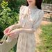 European And American Summer Thin Sweet Ruffled Short Sleeve Floral For Women Chiffon Loose Plus Size Gentle Style Dress_ecoleips.com