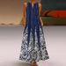 Women's Vintage Floral Print V Neck Sleeveless High Waist Flowy Maxi Dress With Pockets – Elegant Casual Gown_ecoleips.com