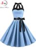 Polka Dot Dress Women Vintage Swing Halter Belt 50s 60s Rockabilly Prom Party Dresses Retro Feminino Vestidos_ecoleips.com