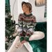 Aria Basics Aria Basics 2022 European And American Cross-Border Round Neck Loose Five-Color Christmas Theme Jacquard Long Sleeve Women's_ecoleips.com